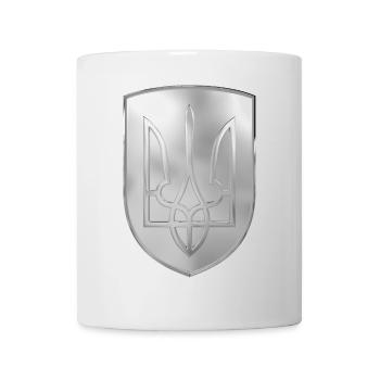 Ukraine Wappen Dreizack Gerfalke Trident Chromlook - Tasse - Weiß - Vorne