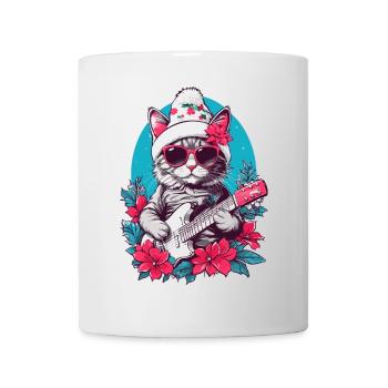 Cute cat with guitar - Mug - white - Front