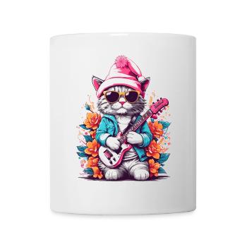 Cute cat with guitar - Mug - white - Front
