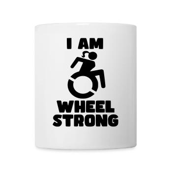Je suis une femme en fauteuil roulant forte. Roue solide * - Mug blanc - blanc - Devant