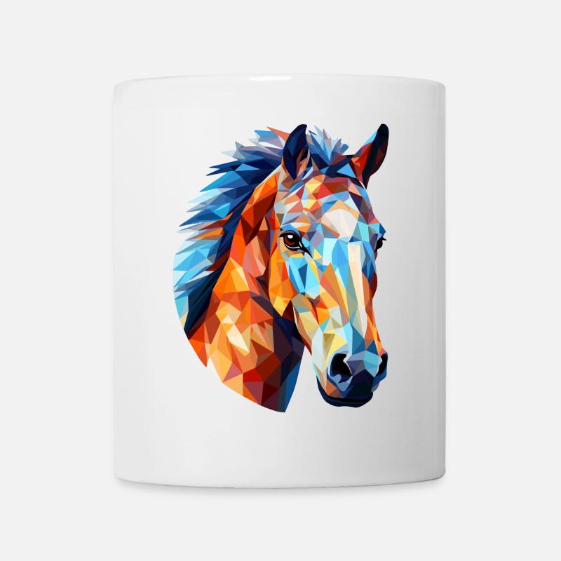 Cheval Polygone Tête De Cheval Chevaux - Mug blanc - blanc