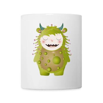 cute green monster with horns - Mug - white - Front