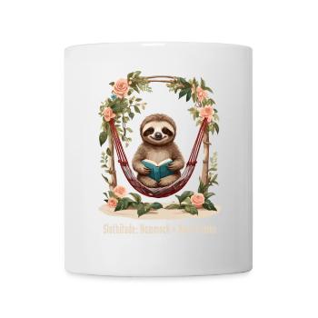 Cute sloth with book - Mug - white - Front