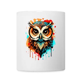 Owl Multicolored - Night Owl - Barn Owl - Owl Owl - Mug - white - Front