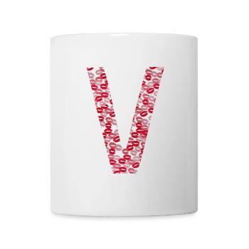 Lettre V - Kiss shirt - Mug blanc - blanc - Devant