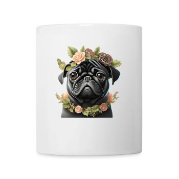 Pug with wreath - Mug - white - Front
