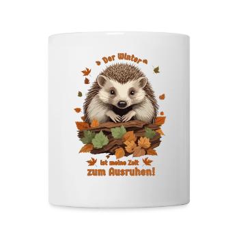 Süßer Igel im Laubhaufen - Tasse - Weiß - Vorne