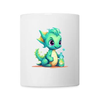 Green Baby Dragon With Magic Bottle Shirt - Mug - white - Front