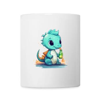 Kleiner Blauer Babydrache Fantasy Shirt - Tasse - Weiß - Vorne