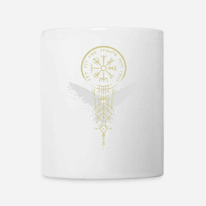 Vikings - Vegvísir - Corbeau - Boussole - Runes - Mug blanc - blanc