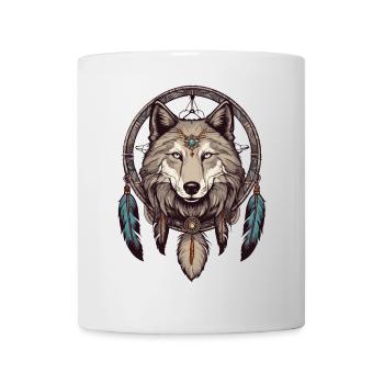 Traumfänger mit Wolf - Tasse - Weiß - Vorne