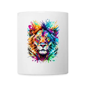 Leo Colorful - Lion Head - Zodiac sign Leo - Mug - white - Front