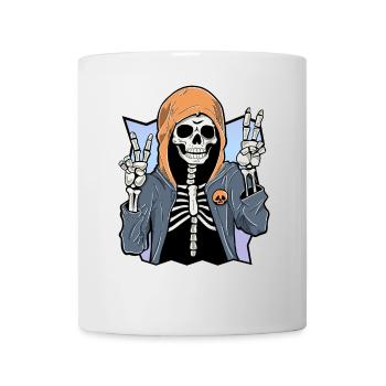 Skeleton with Hoodie - Tasse - Weiß - Vorne