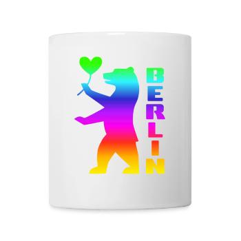 Pride Berlin Bear with Heart Rainbow Flag - Mug - white - Front