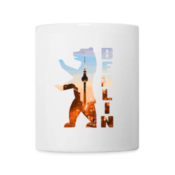Berliner Bär mit Skyline Alexanderplatz - Tasse - Weiß - Vorne
