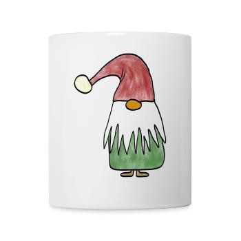 Nain de jardin joyeux avec chapeau de Père Noël - Mug blanc - blanc - Devant