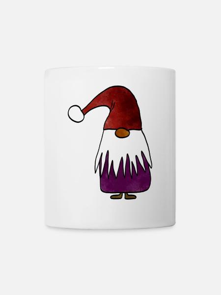 Kreativer Weihnachtsgnom mit farbverfremdetem Hut - Tasse - Weiß