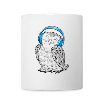 Eule mit Kopfhörern - Tasse - Weiß - Vorne