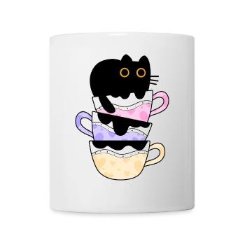 Chat De Café Noir Drôle - Mug blanc - blanc - Devant