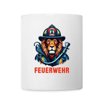 Feuerwehr Löwe Geschenk - Tasse - Weiß - Vorne