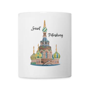 St. Petersburg, Church, Russia, Hand Drawing - Mug - white - Front
