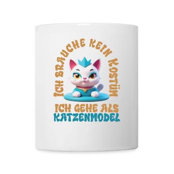 Katzenmodel - Karneval - Tasse - Weiß - Vorne