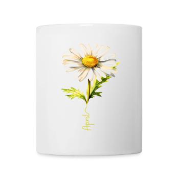 Marguerite printanière avec lettrage d’avril - Mug blanc - blanc - Devant