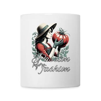 Frau küsst XXL Tomate Geschenk - Tasse - Weiß - Vorne