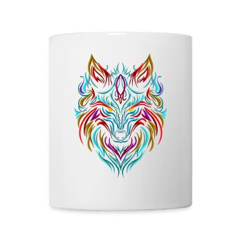 Wolf Tattoo Bunt - Tasse - Weiß - Vorne