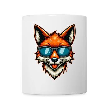 Cool Fox with Sunglasses Cute Cartoon Design - Mug - white - Front