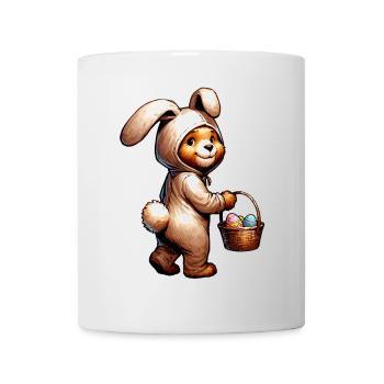 Osterhase Bär – Süßes Plüschtier mit Eierkorb - Tasse - Weiß - Vorne