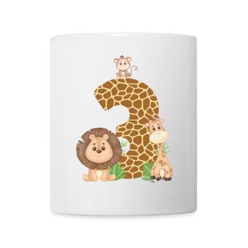 3rd Birthday: Jungle Animals: Giraffe, Lion, Monkey - Mug - white - Front