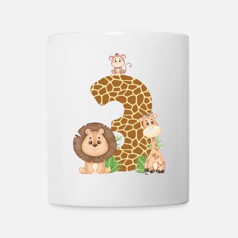 3. Geburtstag Dschungeltiere Giraffe Löwe Affe - Tasse - Weiß