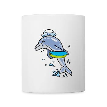 Delphin Schwimmer Seemann Schwimmring Ahoi Kapitän - Tasse - Weiß - Vorne