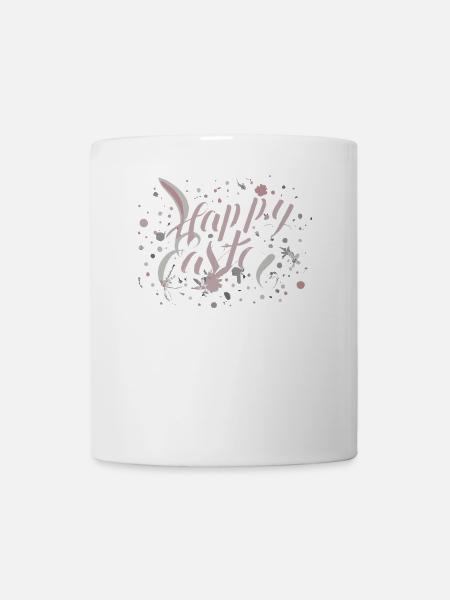 Ostergruß mit floralem Schriftzug - Tasse - Weiß