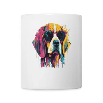 Colorful dog with sunglasses - Mug - white - Front