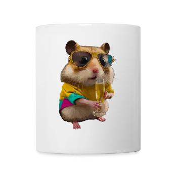 Chilliger Hamster mit Sonnenbrille und Sekt - Mug - white - Front