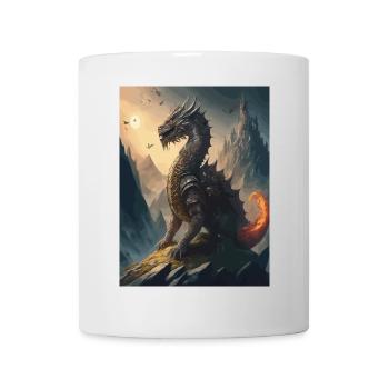 Dragon Warrior Black Red Illustration - Mug - white - Front