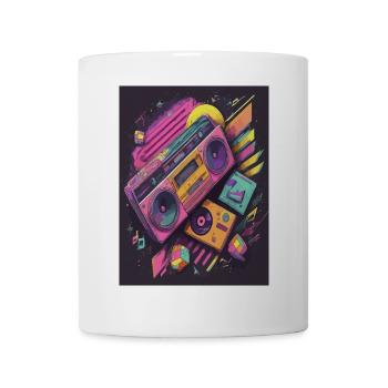 Kosmischer Boombox Retro Flug durchs All - Tasse - Weiß - Vorne