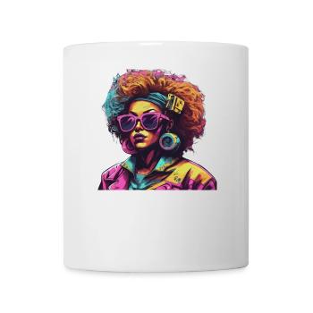 Kunstvoller Pop-Art Portrait mit Afro - Tasse - Weiß - Vorne
