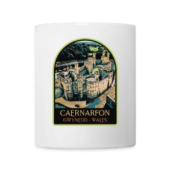 Illustration Caernarfon Castle, Wales, UK - Mug - white - Front