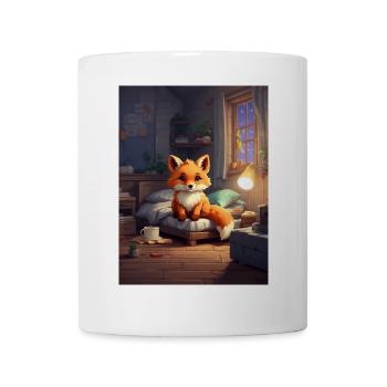 Nächtlicher Fuchs im Kuschelzimmer - Tasse - Weiß - Vorne