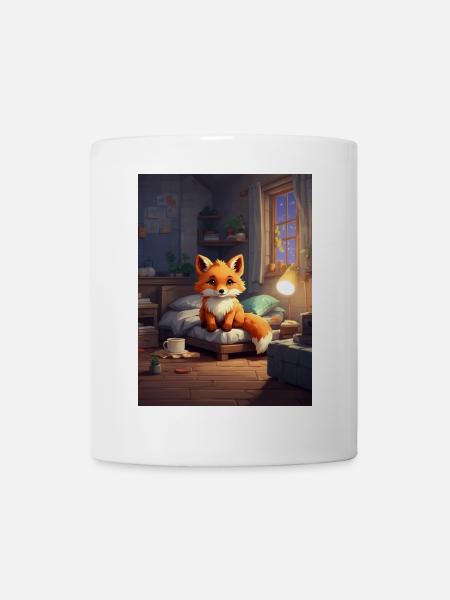 Nächtlicher Fuchs im Kuschelzimmer - Tasse - Weiß