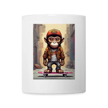 Skate-Monkey im Großstadt-Style - Tasse - Weiß - Vorne
