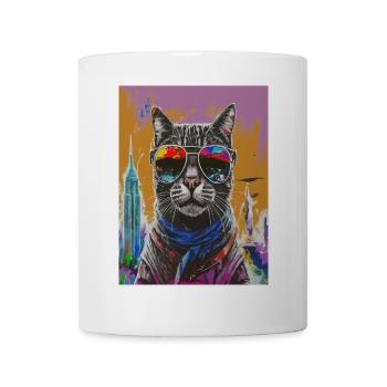 Urban Cat with Rainbow Shades - Tasse - Weiß - Vorne