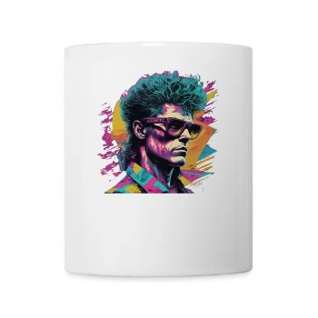 Retro Pop Art Portrait on Colorful Background - Mug - white - Front
