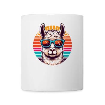 Llama with sunglasses in retro style - Mug - white - Front