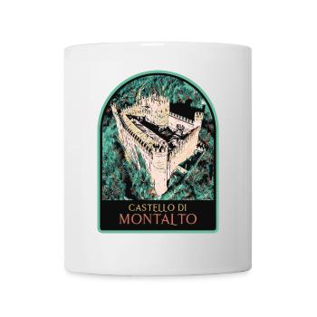 Illustration Schloss Montalto, Piemont, Italien - Tasse - Weiß - Vorne
