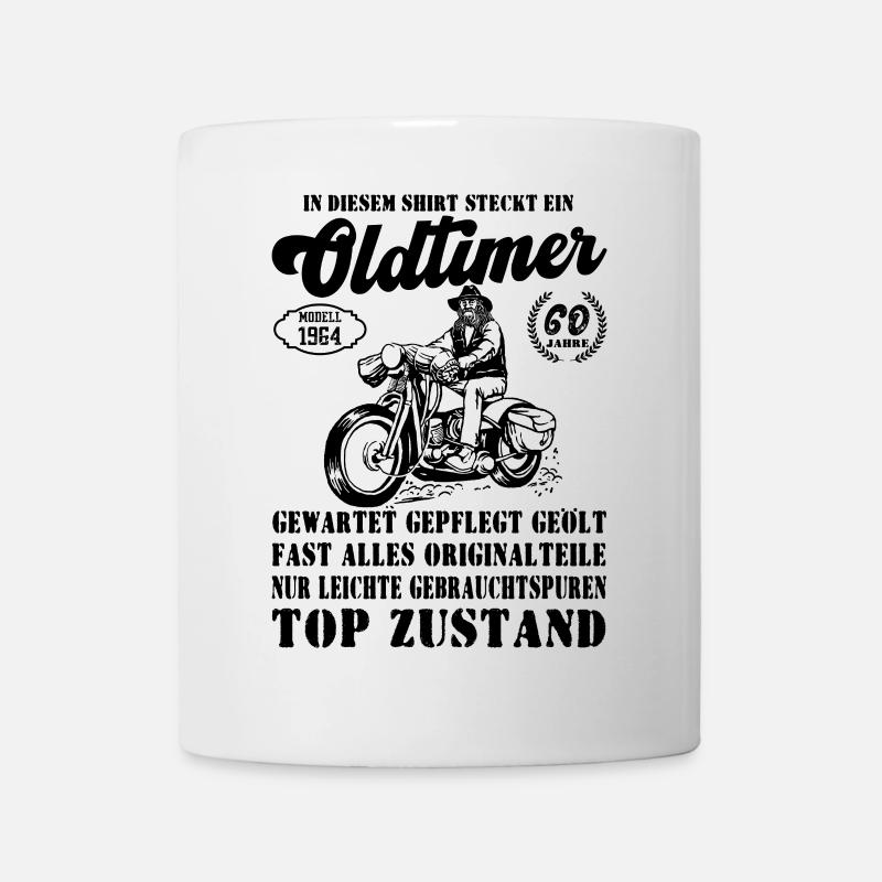 Oldtimer Modell 60. Motorrad 1964 Schwarz Weiß - Tasse - Weiß
