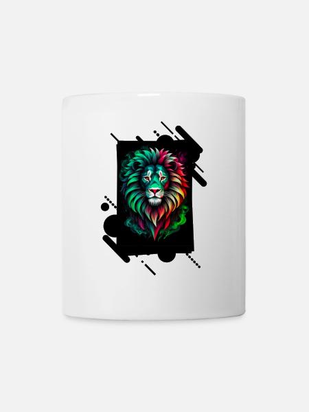 Colorful Neon Lion - Mug - white